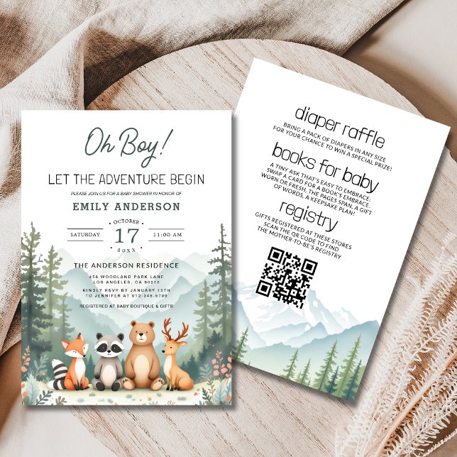 All in One Adventure Begins Woodland Baby Shower Invitation (Creator Uploaded)
