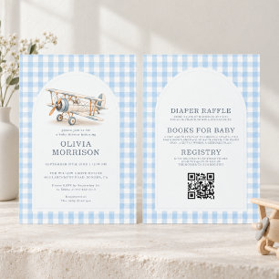 All in One Aeroplane Aviator Boy Baby Shower Invitation