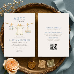All in One Ahoy It's a Boy Baby Shower Invitation