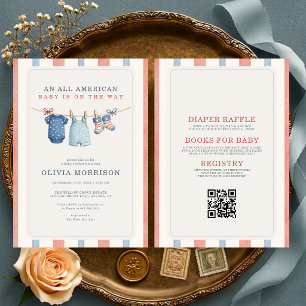 All in One All American Patriotic Baby Shower Invitation