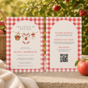 All in One Apple of Our Eye Gingham Baby Shower Invitation