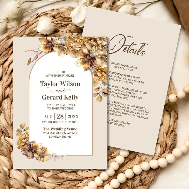 All In One Autumn Floral Arch Wedding Invitation (Creator Uploaded)