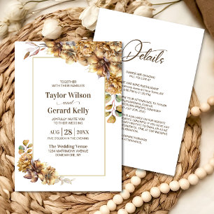 All In One Autumn Floral Wedding Invitation