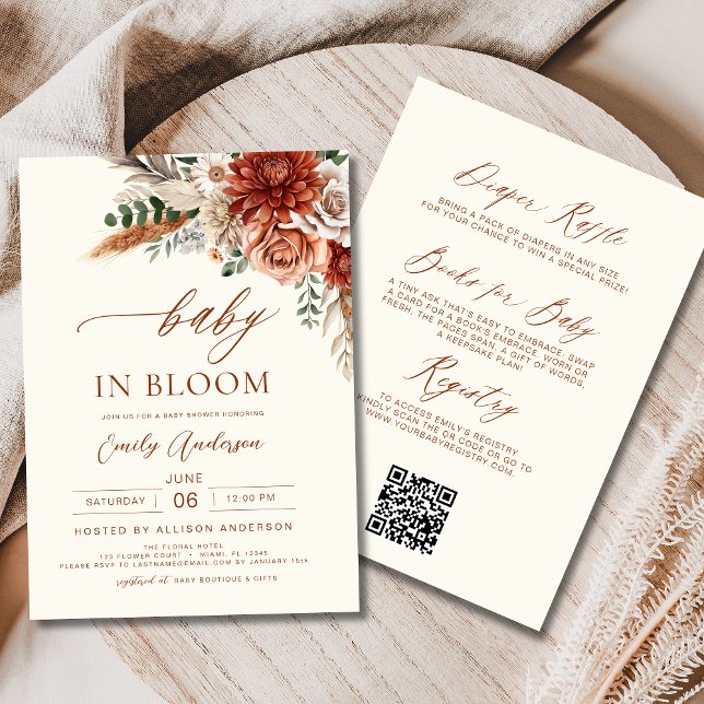 All in One Autumn Wildflower Baby in Bloom Shower Invitation (Creator Uploaded)