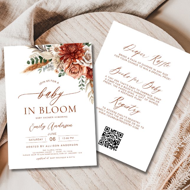 All in One Autumn Wildflower Baby in Bloom Shower Invitation (Creator Uploaded)