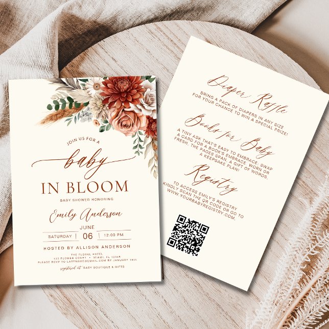 All in One Autumn Wildflower Baby in Bloom Shower Invitation (Creator Uploaded)