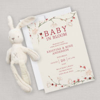 All in One Baby in Bloom QR Code Shower Invitation