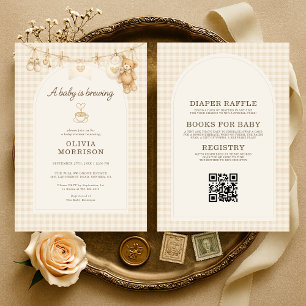 All in One Baby is Brewing Coffee Baby Shower Invitation