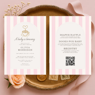 All in One Baby is Brewing Coffee Pink Baby Shower Invitation