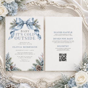 All in One Baby It's Cold Outside Blue Baby Shower Invitation