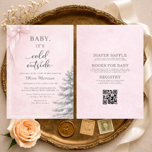 All in One Baby It's Cold Outside Bow Baby Shower Invitation