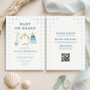 All in One Baby on Board Clothesline Baby Shower  Invitation