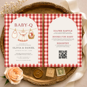 All in One Baby Q Girl Clothesline Baby Shower Invitation