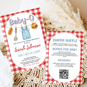 All in One Baby-Q Red Gingham Baby Shower Invitation