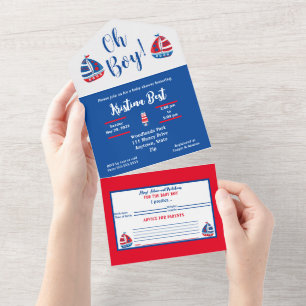 All in One Baby shower Boy Nautical Invitation