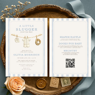 All in One Baseball Clothesline Baby Shower Invitation