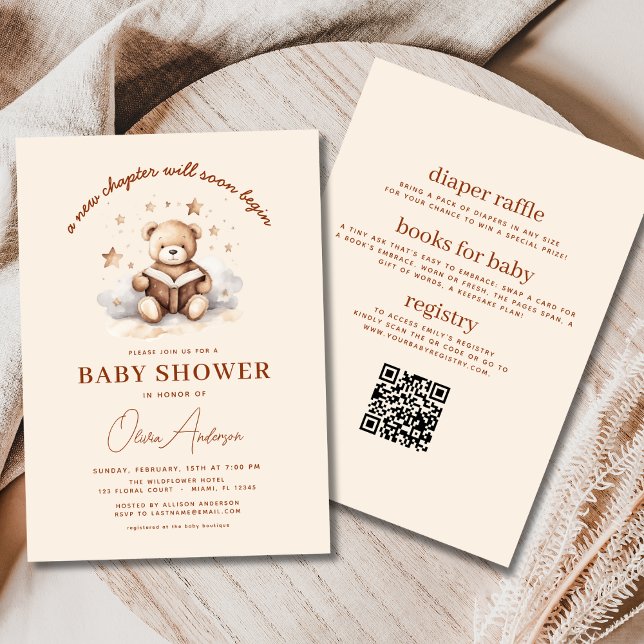 All in One Bear New Chapter Begins Baby Shower Invitation (Creator Uploaded)