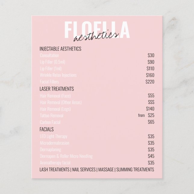 All in One Beauty Salon Service List QR Booking Flyer (Front)