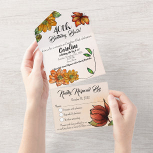 All In One Birthday Invitation Floral Watercolor