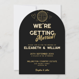 All In One Black And Gold Groovy Disco Wedding Invitation