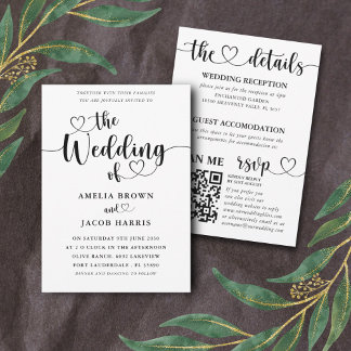 All-In-One Black & White Calligraphy Wedding Invitation
