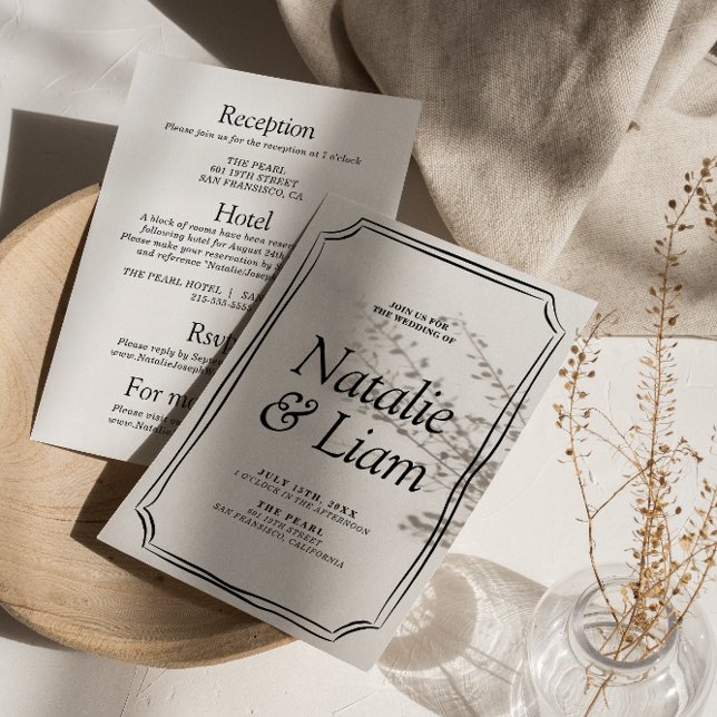 All In One Black & White Old Money Wedding Invitation (Creator Uploaded)