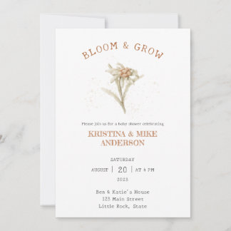 All-in-One Bloom and Grow Edelweiss Baby Shower Invitation