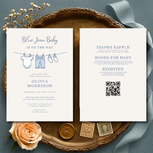 All in One Blue Jean Baby Baby Shower Invitation