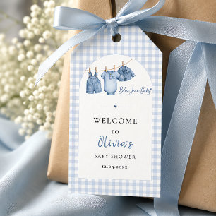 All In One Blue Jean Baby Custom Gingham Arch Gift Tags