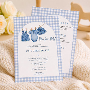 All In One Blue Jean Baby Custom Gingham Arch Invitation