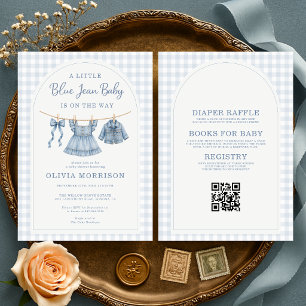 All in One Blue Jean Baby Girl Baby Shower  Invitation