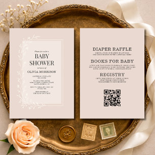 All in One Blush Pink Botanical Floral Baby Shower Invitation