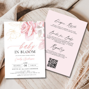 All in One Blush Pink Floral Baby in Bloom Shower Invitation
