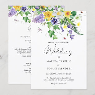 All in One   Bohemian Wildflower Wedding Invitation