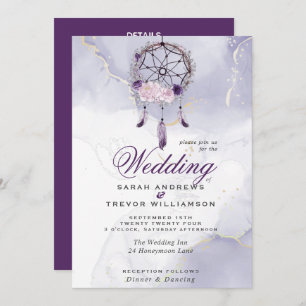 All in One BOHO Wedding Purple Dream Catcher  Invitation