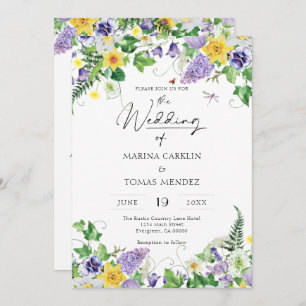 All in One   Boho Wildflower Wedding Invitation