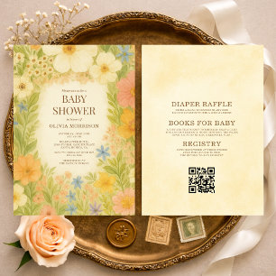 All in One Botanical Garden Floral Baby Shower Invitation