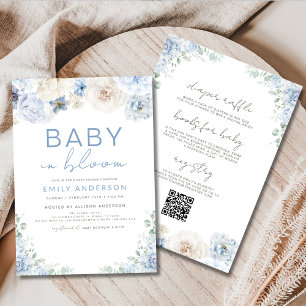 All in One Boy Blue Baby in Bloom Baby Shower  Invitation