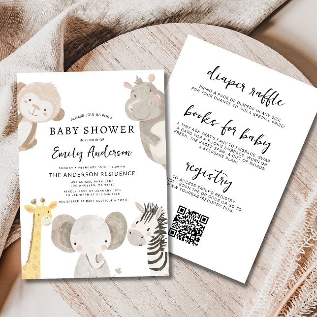 All in One Boys Safari Animals Baby Shower Invitation (Creator Uploaded)