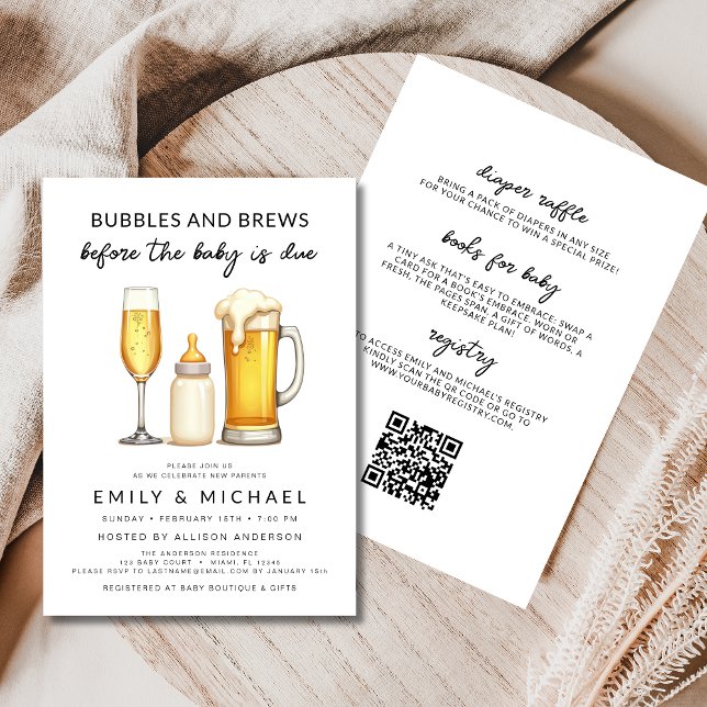 All in One Bubbles & Brews Before Baby is Due Invitation (Creator Uploaded)