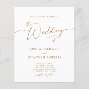 All in One Budget Gold Calligraphy Wedding Invite
