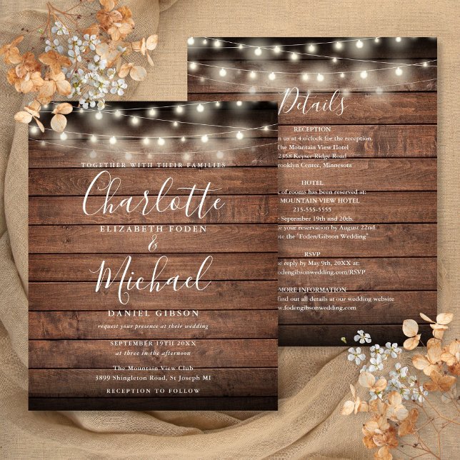 All In One Budget Rustic Wedding Invitation (All In One Budget Rustic Wedding Invitation)