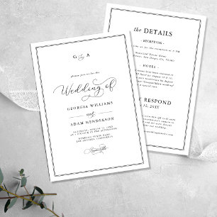 All-in-One Calligraphy Ampersand Monogram Wedding Invitation
