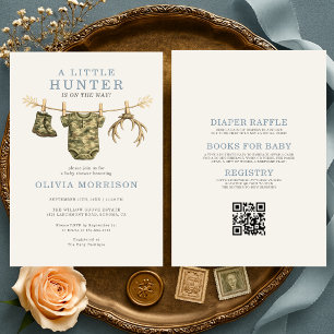 All in One Camo Little Hunter Baby Shower Invitation
