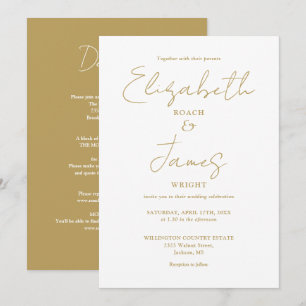All In One Chic Gold Minimalist Elegant Wedding Invitation