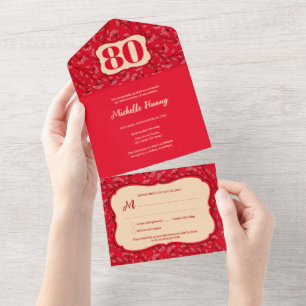 All in One Chinese 80th Birthday Invitation
