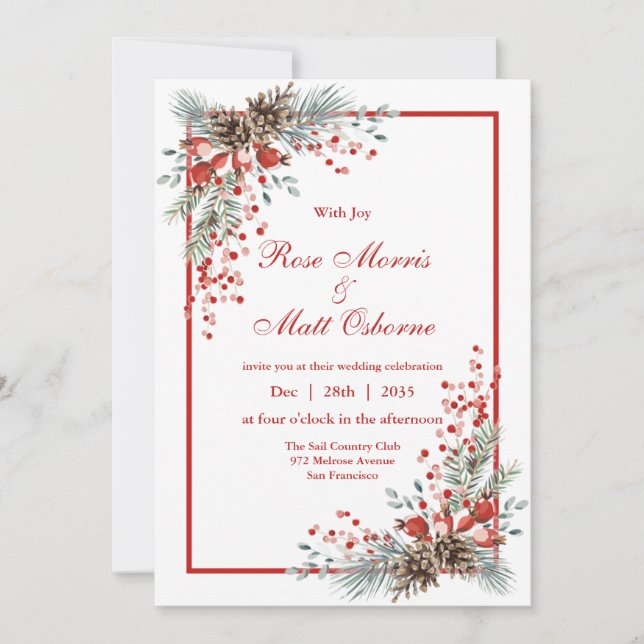All in one, Christmas  or winter wedding Invitation (Front)