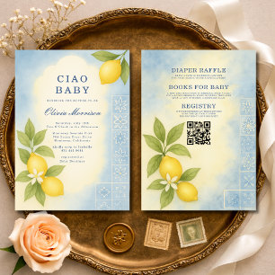 All in One Ciao Baby Italian QR Code Baby Shower Invitation