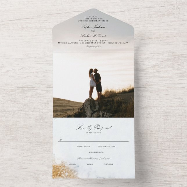 All in One Classic Luxe Marble Wedding Invite (Inside)