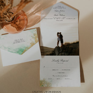 All in One Classic Luxe Marble Wedding Invite